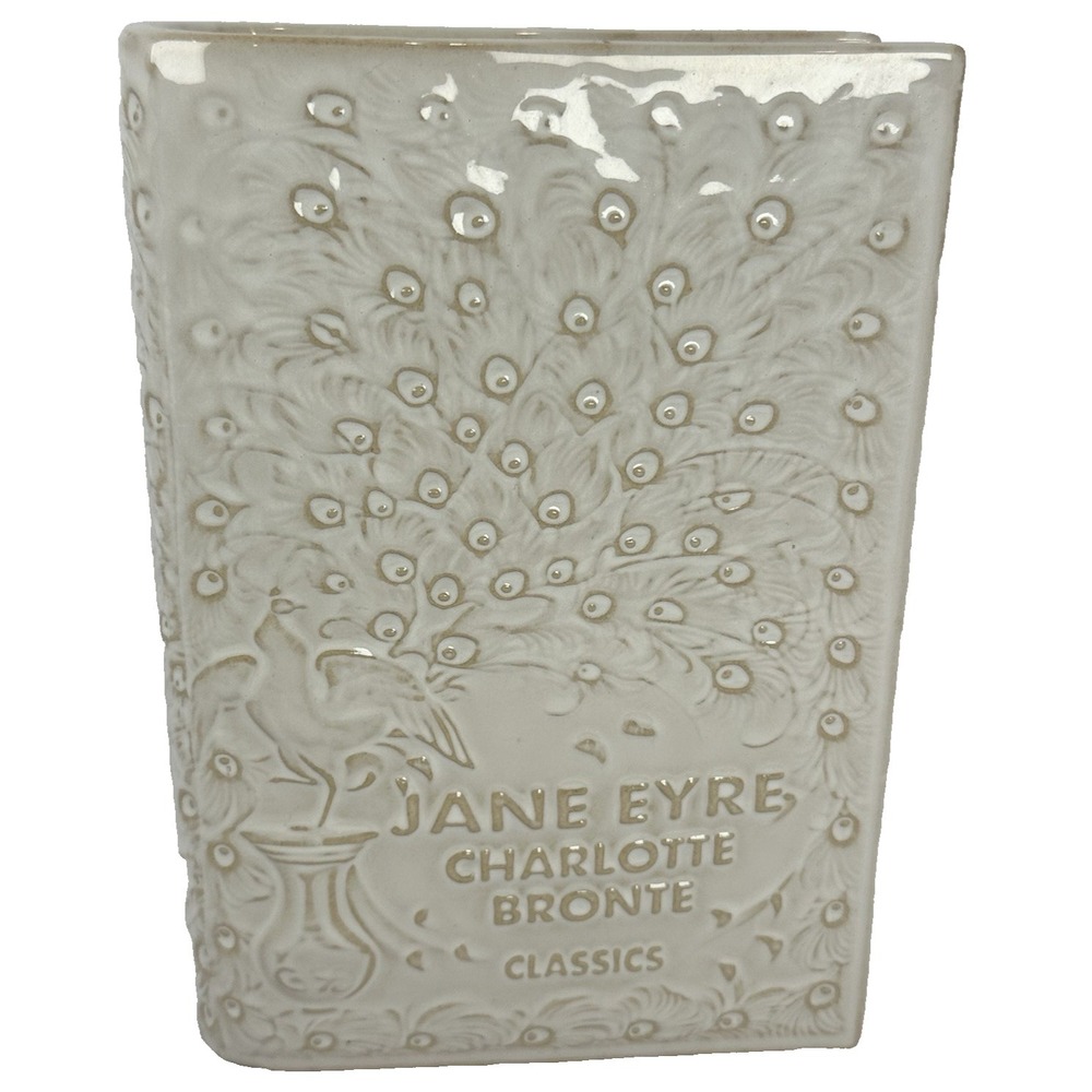 Jane Eyre Book Vase Timeless Beauty Ceramic White Gold Charlotte Bronte